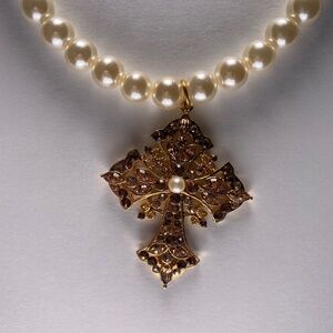 Cross and Pearl Necklace